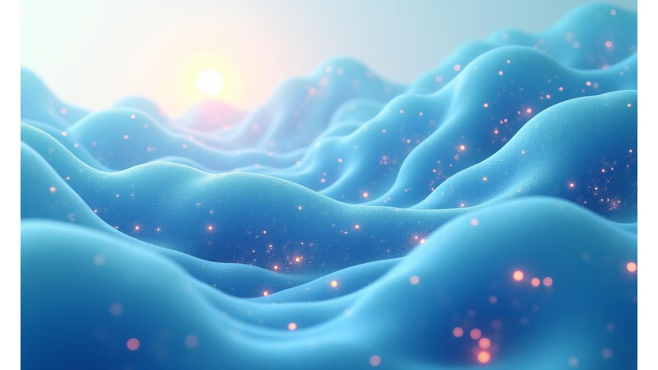 기후 데이터 기반의 미래 패션 비전을 상징하는 추상적인 비주얼