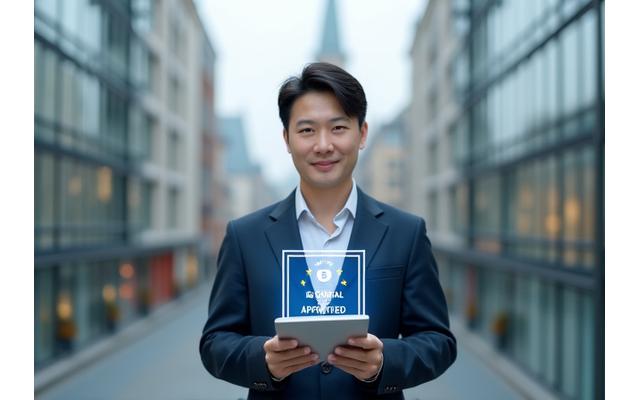 한국 패션 기업 대표가 EU 수출 서류를 들고 있는 모습