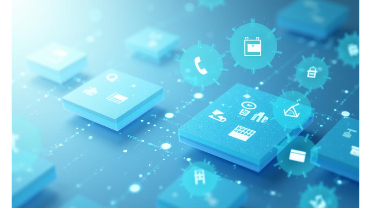 다양한 소통 채널을 상징하는 밝은 아이콘들과 연결성을 강조하는 네트워크 그래픽